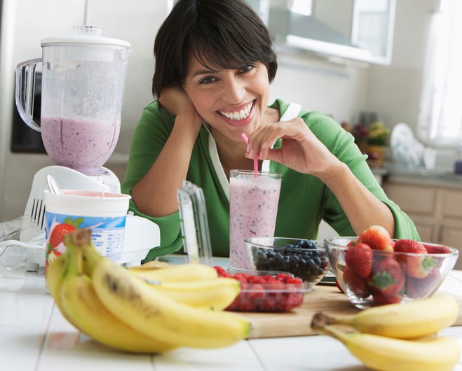 Woman with smoothie