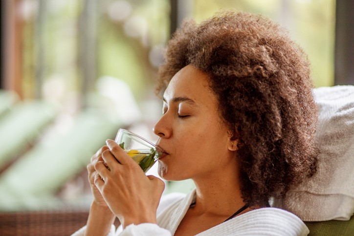 Women sipping a cup of hot tea